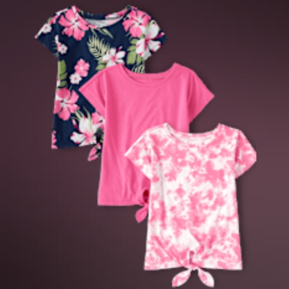 Set of Three Floral and Tie-Dye T-Shirts